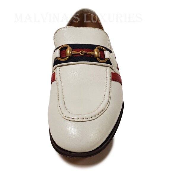 GUCCI SHOES ADIDAS TRIO STRIPE TREFOIL WHITE WEB HORSEBIT LOAFER sz 7.5 8 - Picture 8 of 15